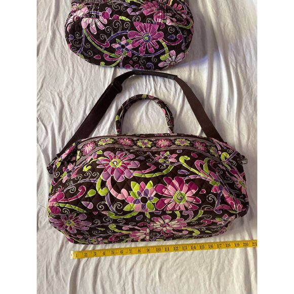 Vera Bradley Floral Quilted Duffle Bag & Tote Set Travel Pink Brown Large - Picture 2 of 13